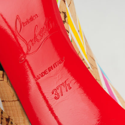 Christian Louboutin Cork Chevron Print Pigalle Follies 100 Pumps 37.5 Multicolor 6 of 7