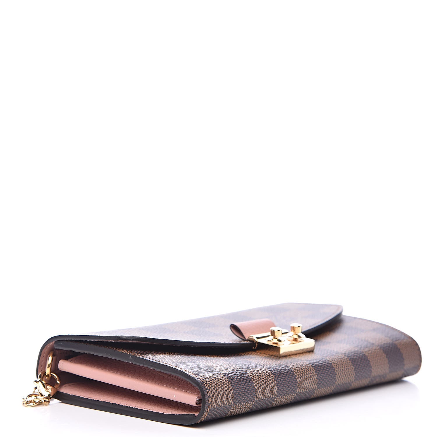 Louis Vuitton Damier Ebene Croisette Chain Wallet Rose Ballerine 4 of 10