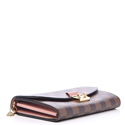 Louis Vuitton Damier Ebene Croisette Chain Wallet Rose Ballerine 4 of 10
