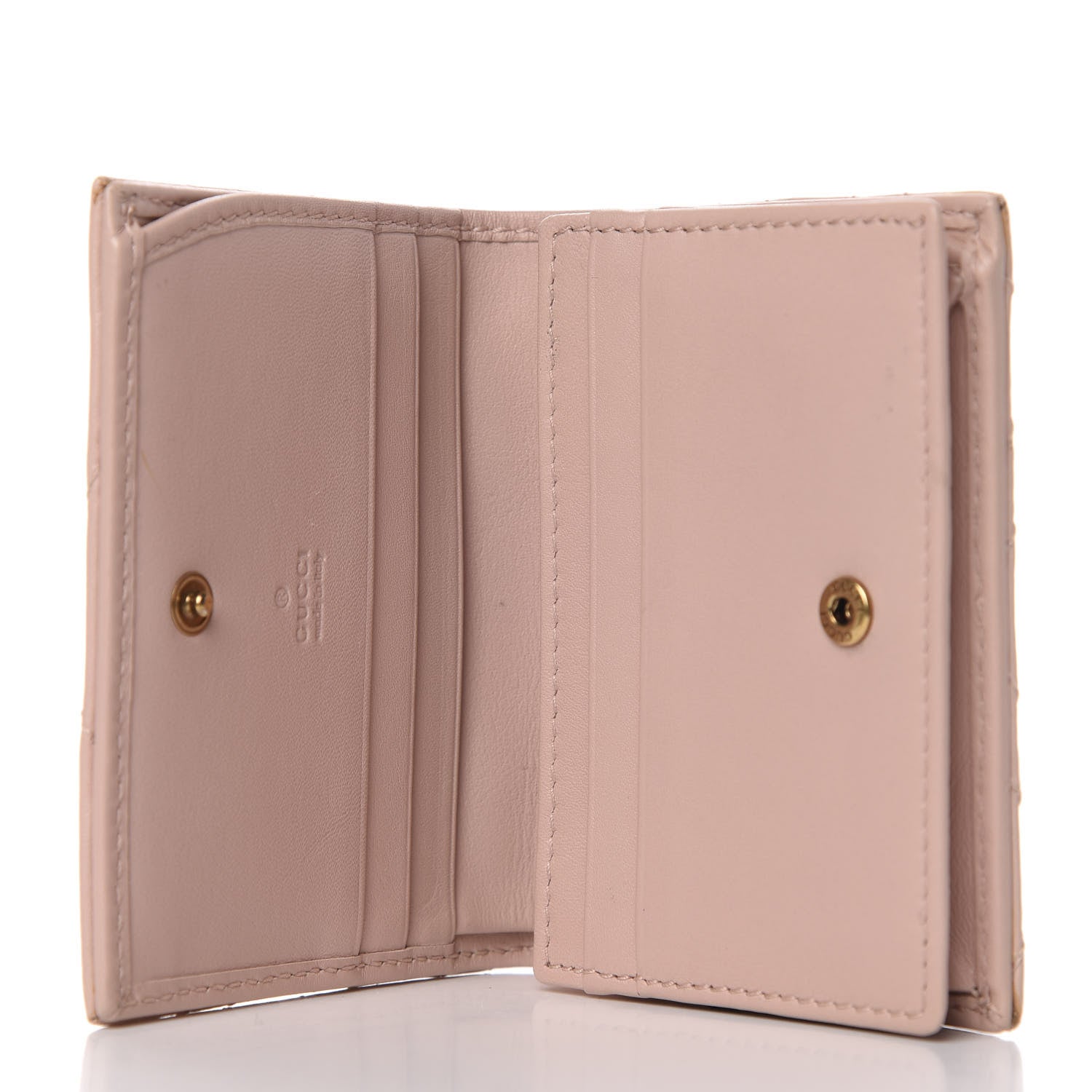 Gucci Calfskin Matelasse GG Marmont Card Case Wallet Perfect Pink 3 of 9