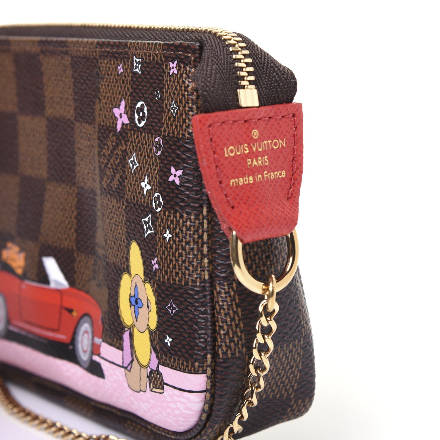 Louis Vuitton Damier Ebene 2019 Christmas Animation Mini Pochette Accessories Red 8 of 11