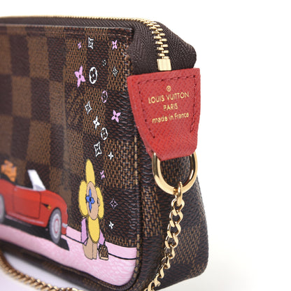 Louis Vuitton Damier Ebene 2019 Christmas Animation Mini Pochette Accessories Red 8 of 11
