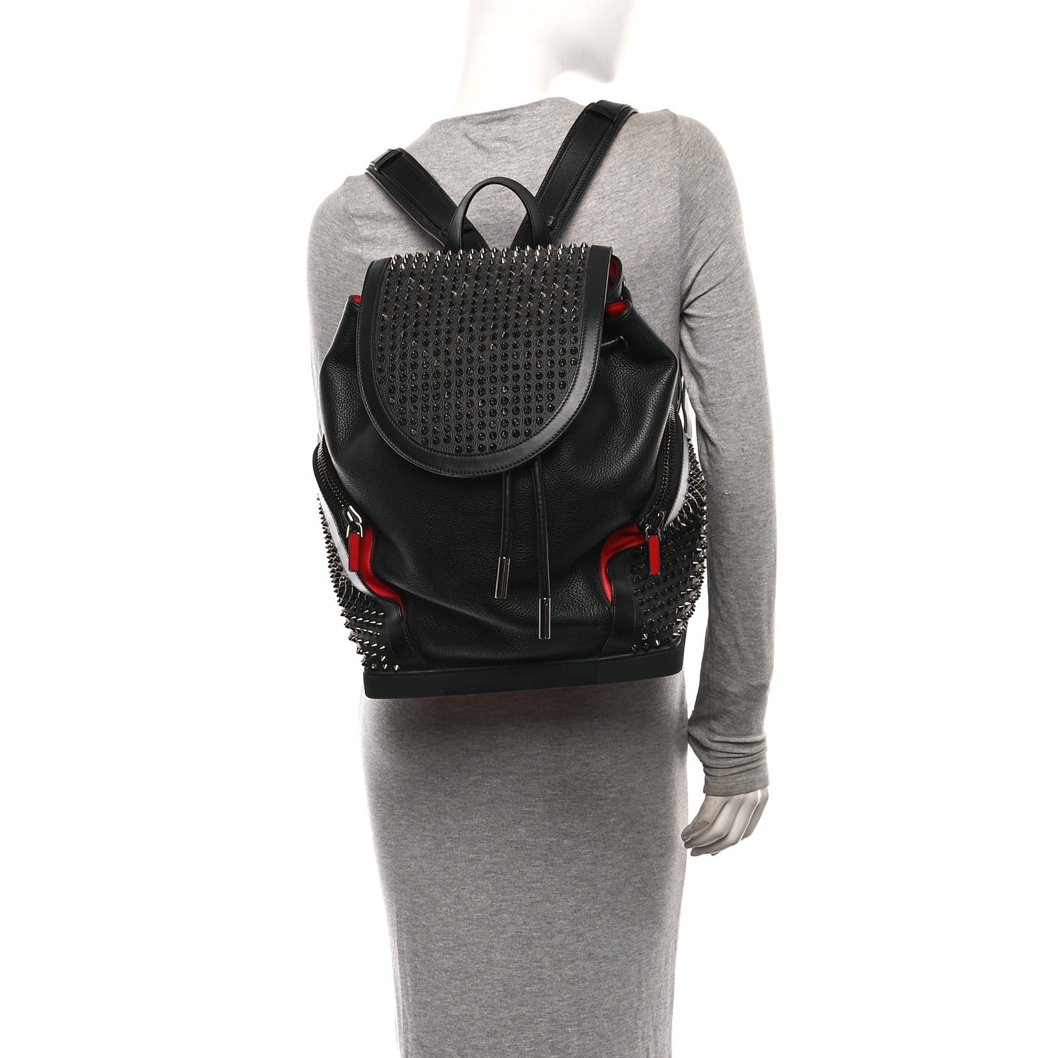 Christian Louboutin Calfskin Spiked Explorafunk Backpack Black 2 of 10