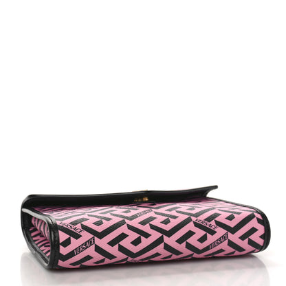 Versace Coated Canvas La Greca Signature Wallet On Chain Black Pink 4 of 8