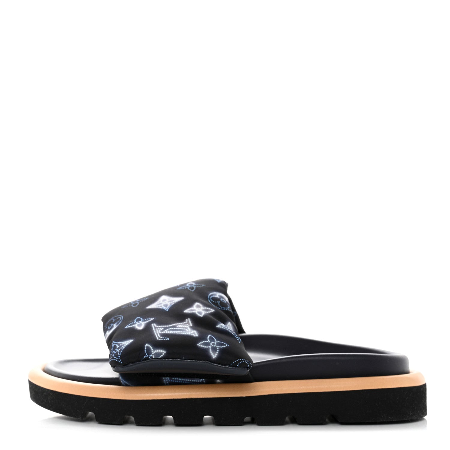 Louis Vuitton Nylon Monogram Womens Pool Pillow Comfort Mules 37 Navy Blue 1 of 8