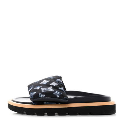 Louis Vuitton Nylon Monogram Womens Pool Pillow Comfort Mules 37 Navy Blue 1 of 8