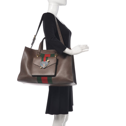 Gucci Calfskin Web Large Top Handle Bag Brown 2 of 17