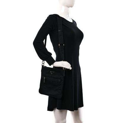 Prada Nylon Saffiano Flat Messenger Bag Black 2 of 8