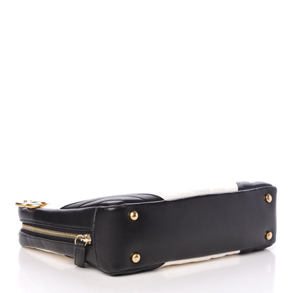 Chanel Lambskin Chevron Quilted Camera Case Black White 4 of 9