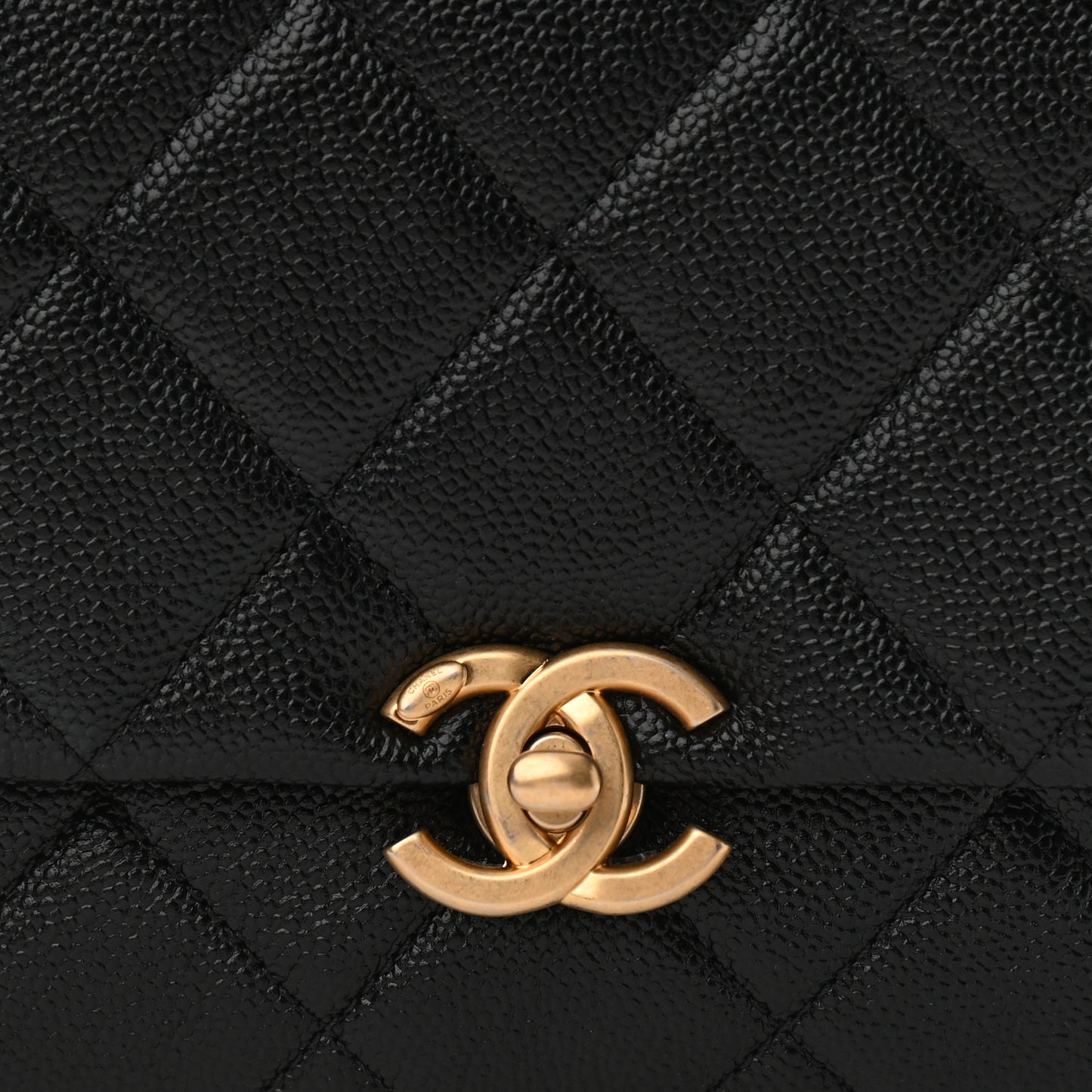 Shiny Caviar Quilted Small Chain Melody Flap Black