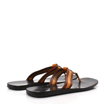 Gucci Nylon Calfskin Web Womens Thong Sandals 37 Orange 4 of 7