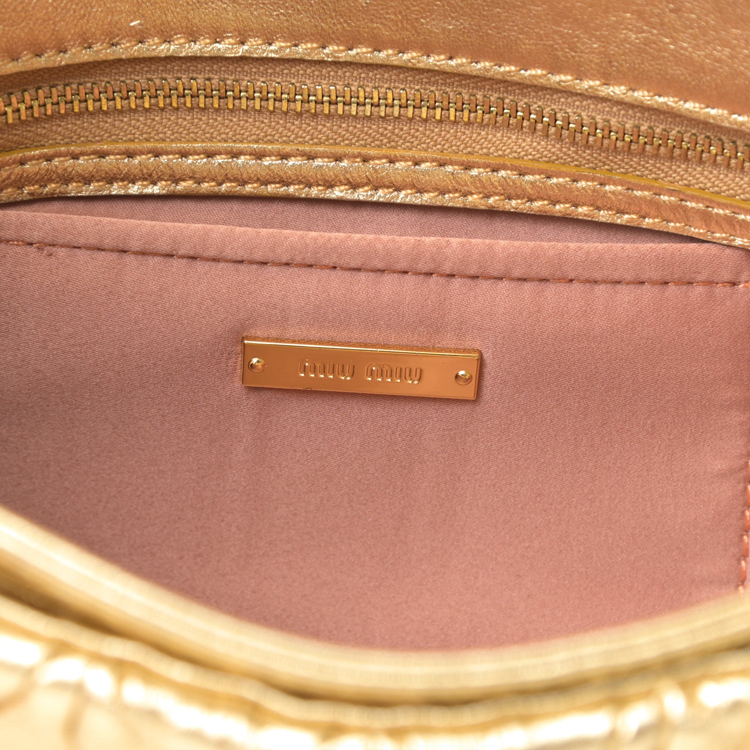 Miu Miu Nappa Matelasse Flap Clutch Gold 7 of 13