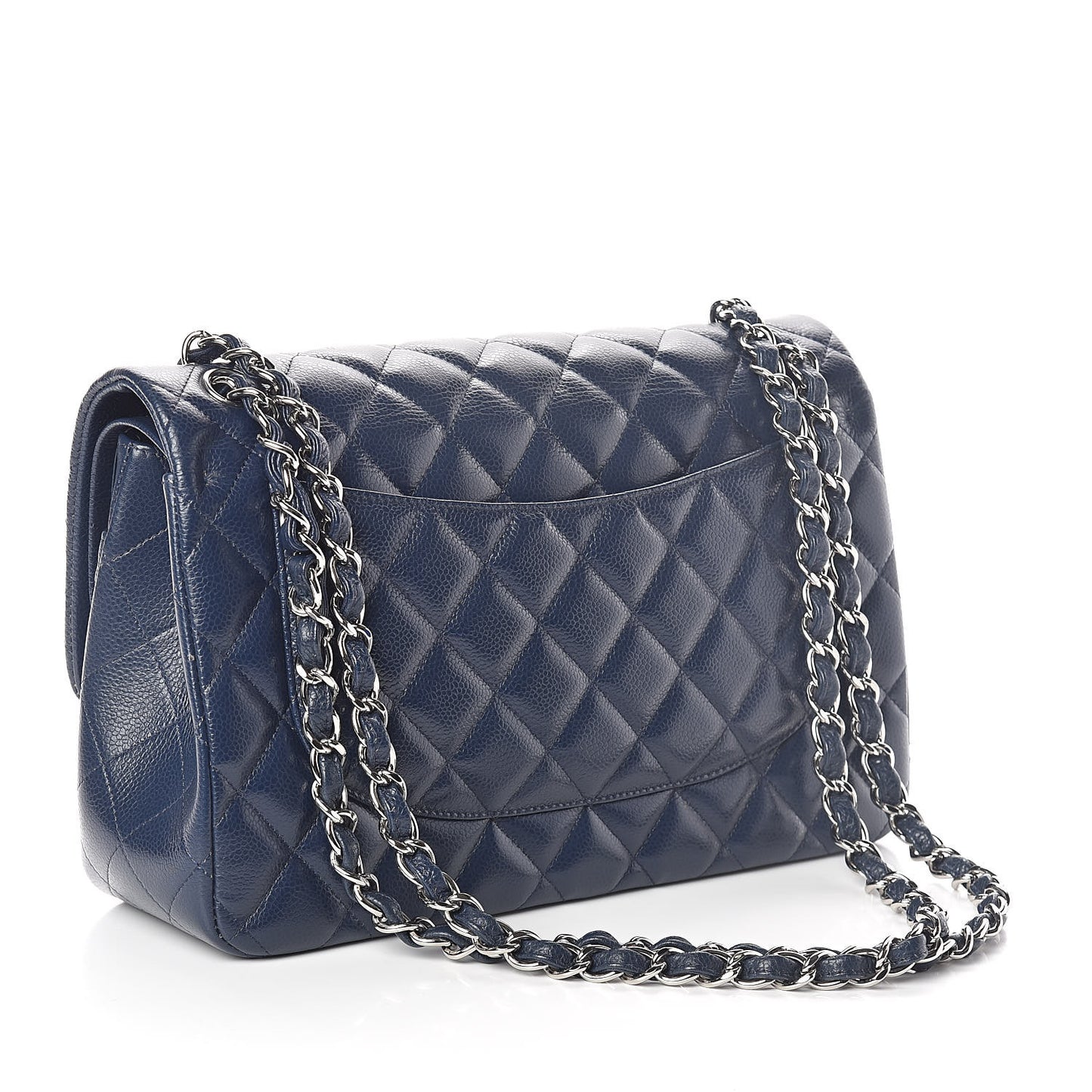 Caviar Quilted Jumbo Double Flap Navy