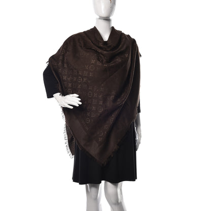 Louis Vuitton Wool Silk Monogram Shawl Chocolate 2 of 4
