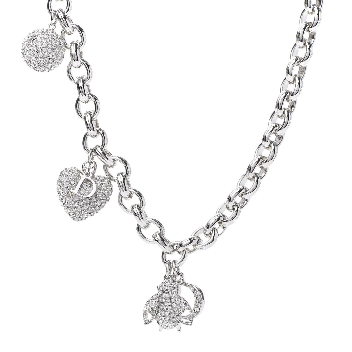 Crystal Charms Necklace Silver