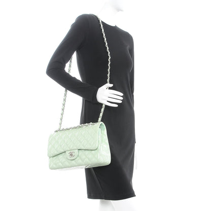 Chanel Patent Quilted Jumbo Double Flap Green 2 of 8
