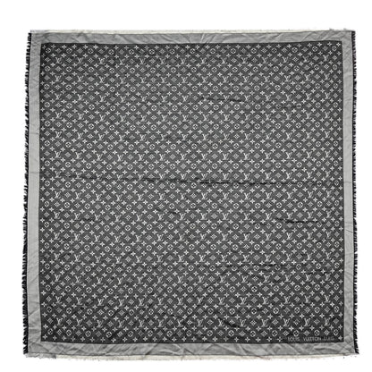 Louis Vuitton Wool Silk Monogram Denim Shawl Black 1 of 6