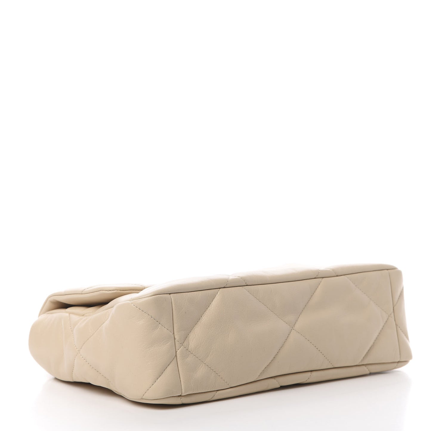 Goatskin Quilted Large 19 Flap Beige
