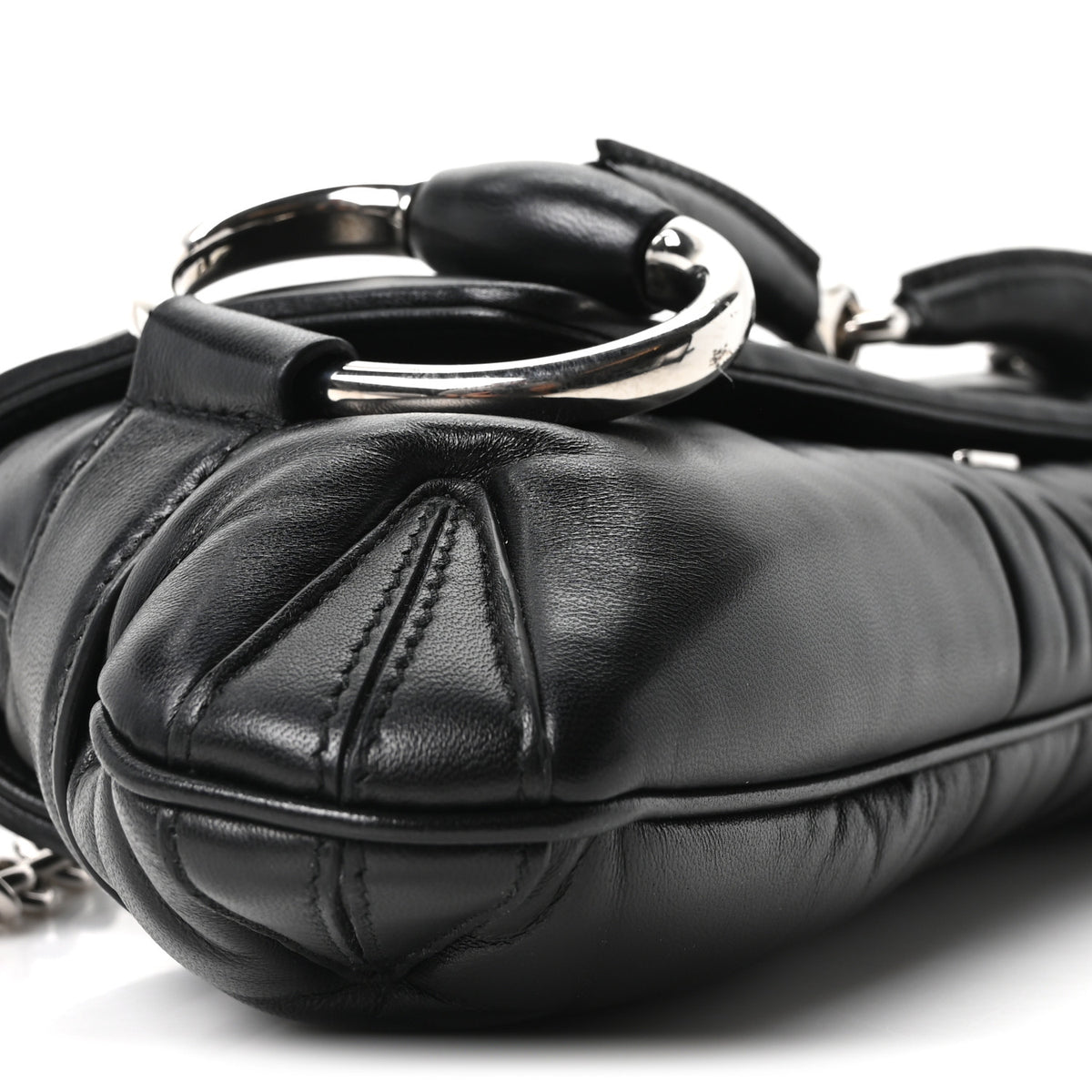 Gucci Nappa Vertical Matelasse Medium Maxi Horsebit Chain Shoulder Bag Black 9 of 11
