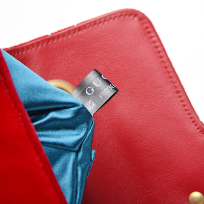 Gucci Velvet Matelasse Mini GG Marmont Shoulder Bag Hibiscus Red 10 of 10