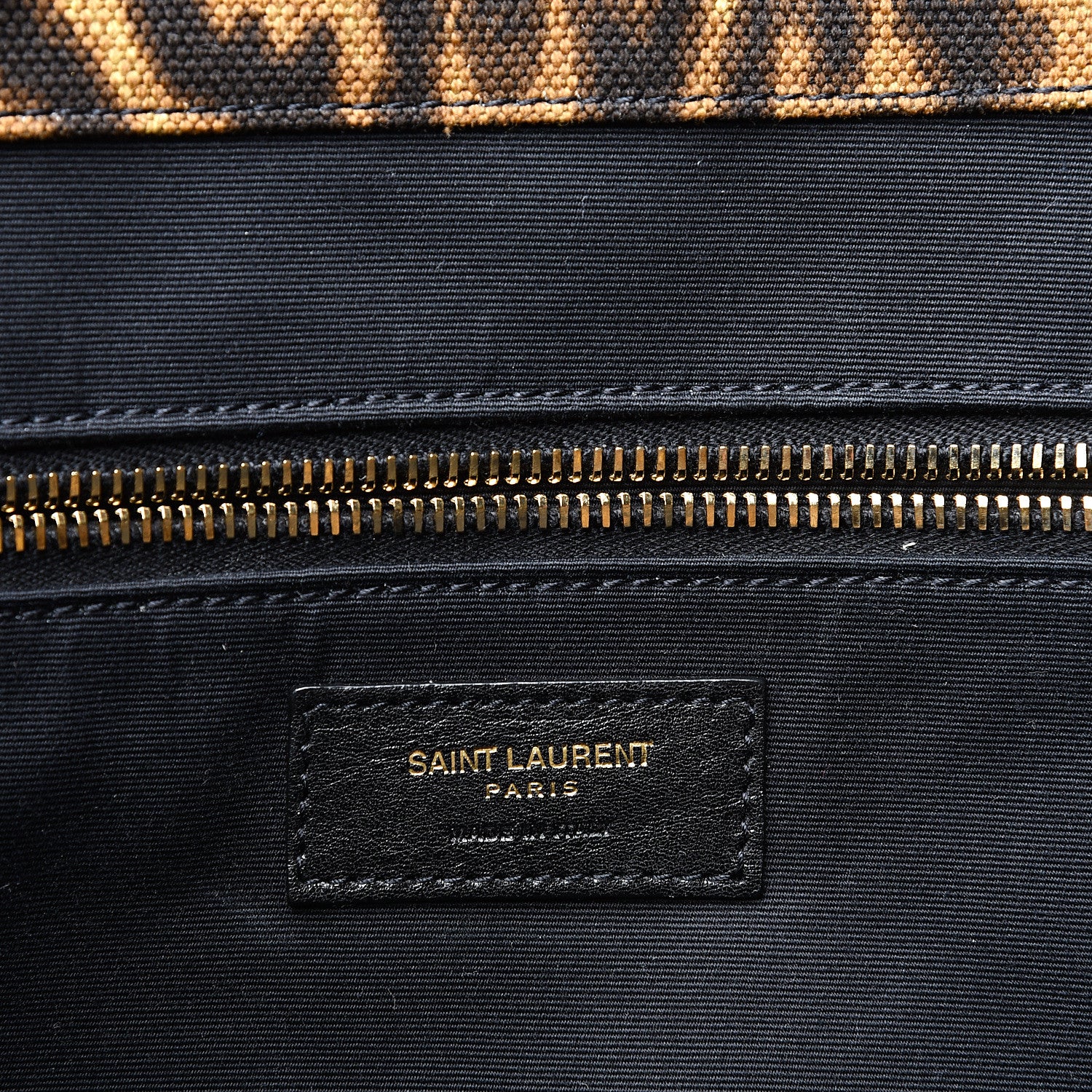 Saint Laurent Canvas Calfskin Leopard Print Rive Gauche Noe Tote Natural Black 5 of 9
