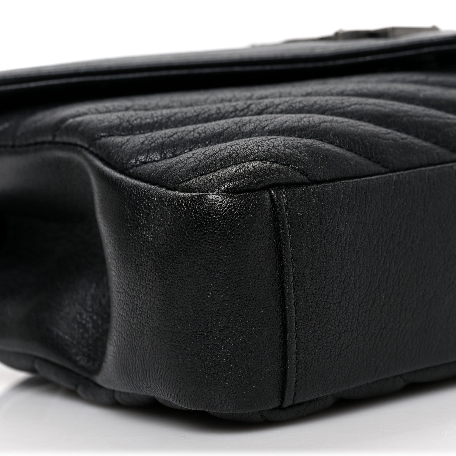 Saint Laurent Sheepskin Matelasse Chevron Monogram Medium College Bag Black 7 of 8