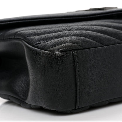 Saint Laurent Sheepskin Matelasse Chevron Monogram Medium College Bag Black 7 of 8