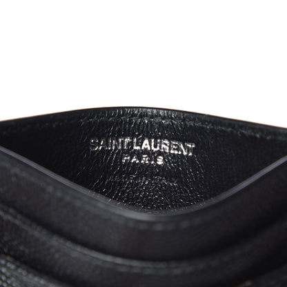 Saint Laurent Grain De Poudre Matelasse Chevron Monogram Credit Card Case Black 6 of 8