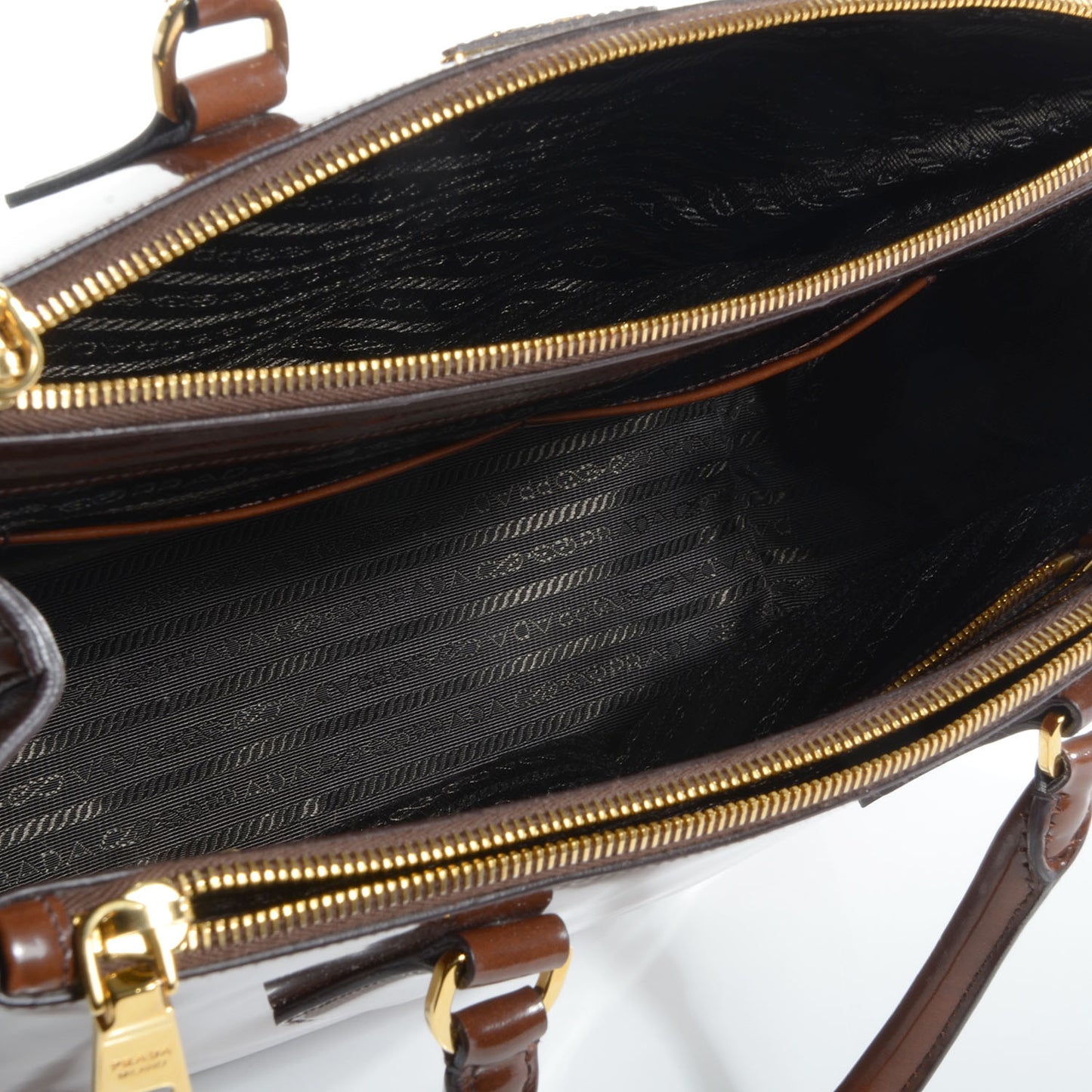 Spazzolato Double Zip Medium Tote Tobacco Fume