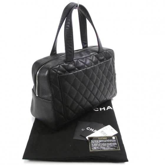 Caviar Quilted Bowler Tote