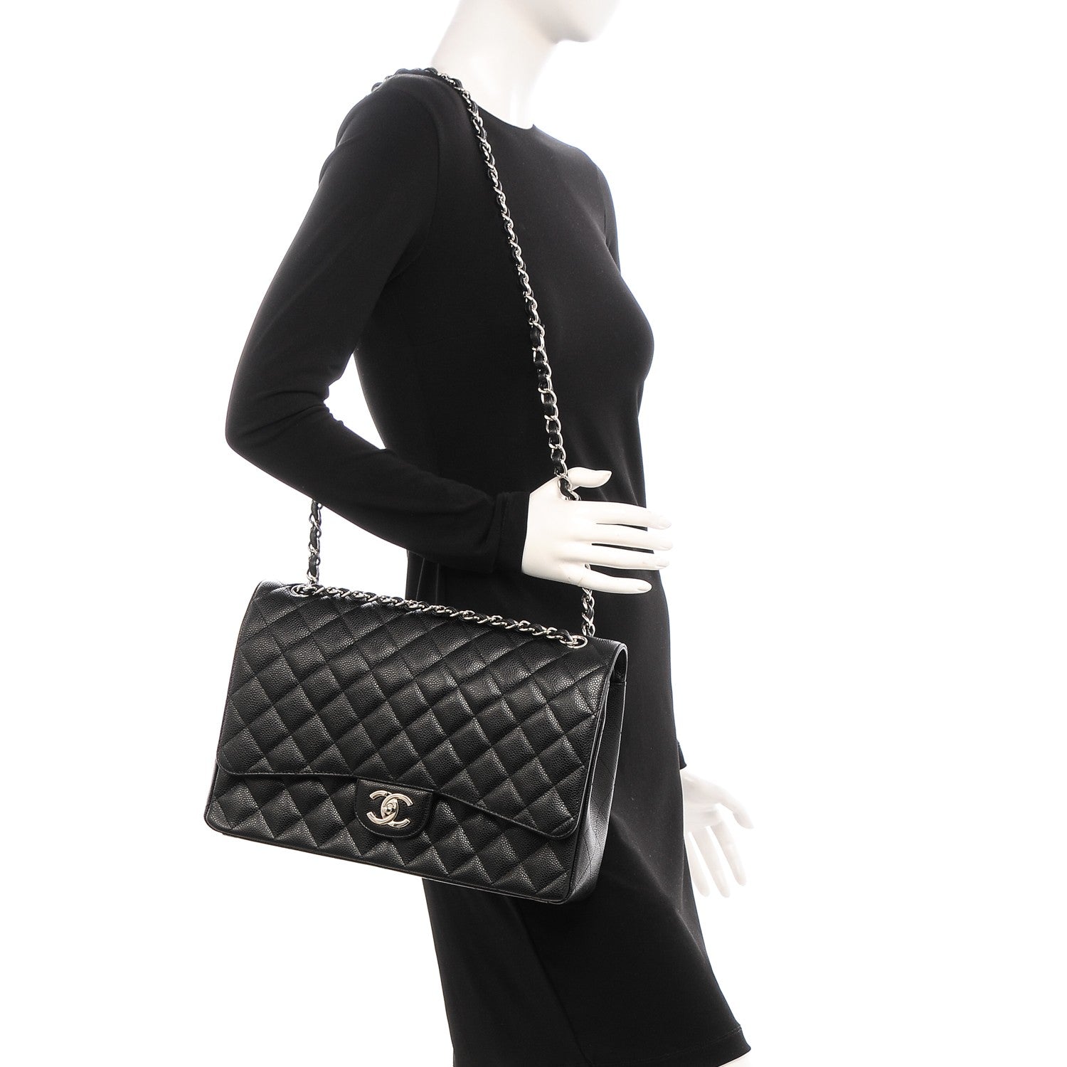 Chanel Caviar Quilted Maxi Double Flap Black 2 of 7