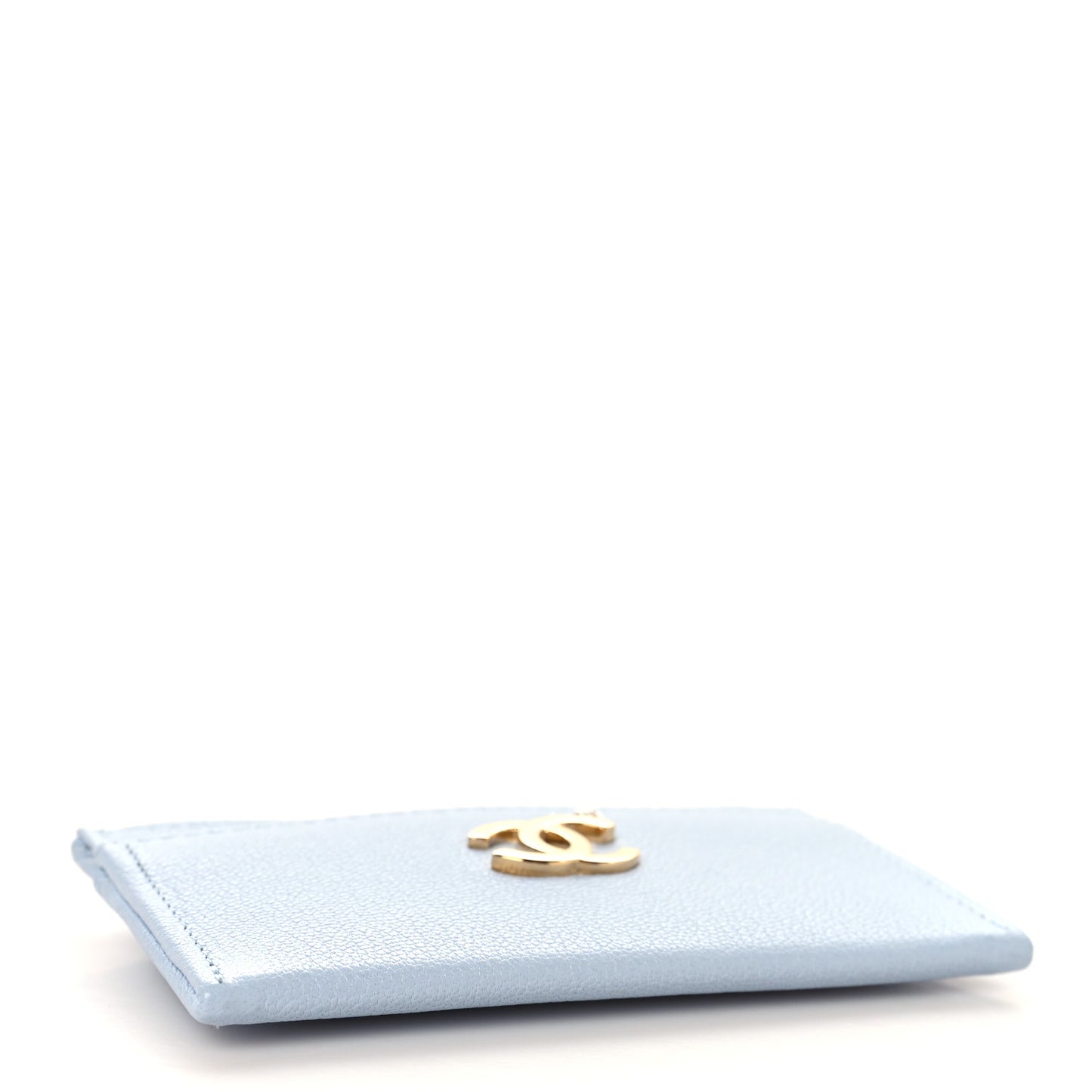 Grained Goatskin CC Snail Card Holder Light Blue Beige