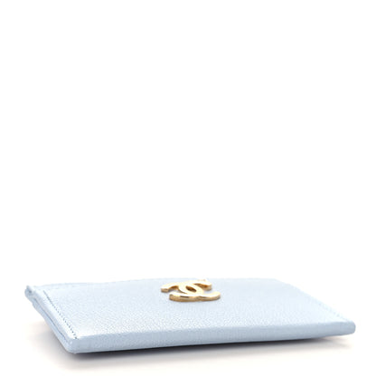 Chanel Grained Goatskin CC Snail Card Holder Light Blue Beige 4 of 8