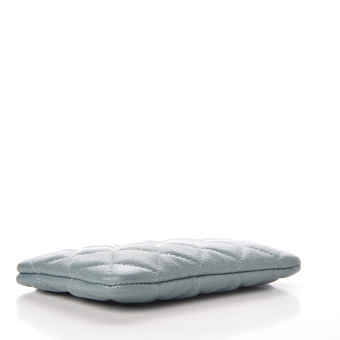 Iridescent Caviar Quilted Small Cosmetic Case Light Blue