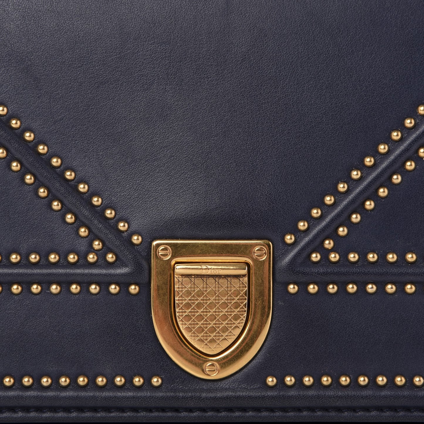 Lambskin Studded Medium Diorama Flap Bag Navy Blue