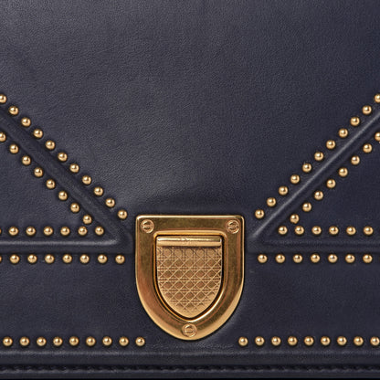 Christian Dior Lambskin Studded Medium Diorama Flap Bag Navy Blue 8 of 10
