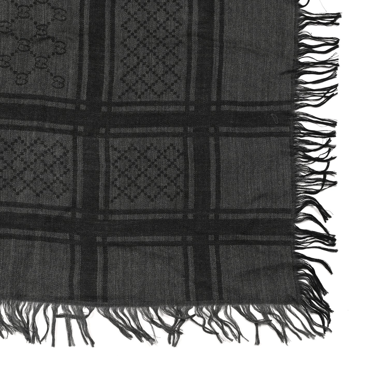 Wool Silk Diamante Monogram Shawl Grey