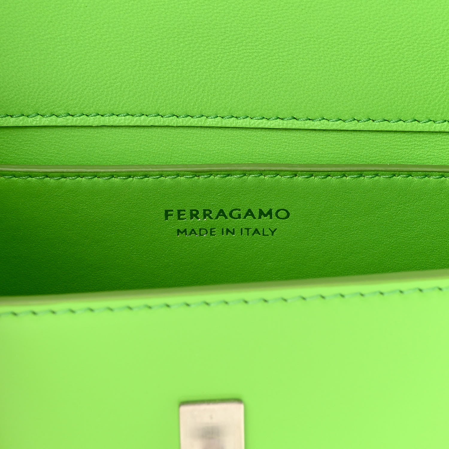 Salvatore Ferragamo Calfskin Geometric Shoulder Bag Green 6 of 13