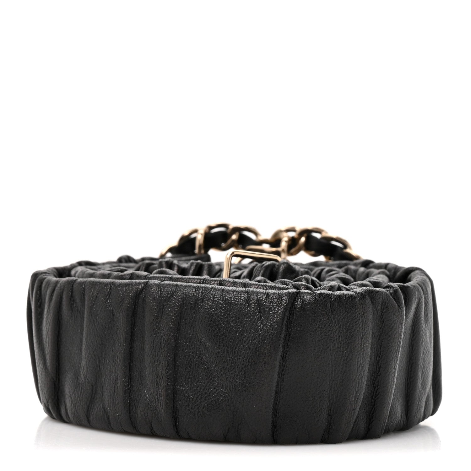Chanel Lambskin Ruched Chain CC Belt 85 34 Black 2 of 4