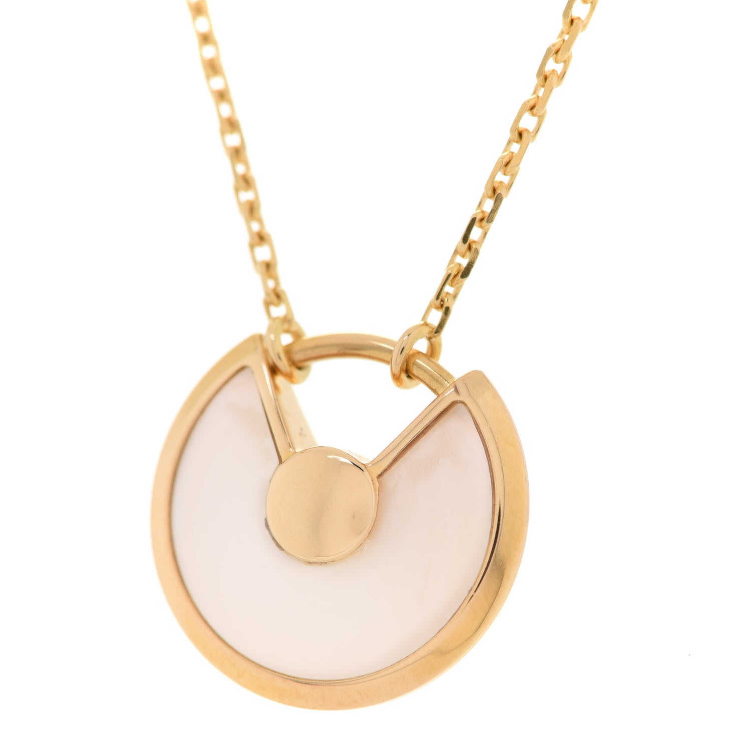 Cartier 18K Yellow Gold Diamond Mother of Pearl XS Amulette de Cartier Pendant Necklace 7 of 8
