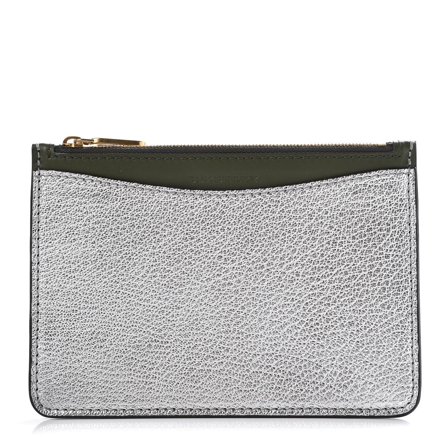 Metallic Hayes Goatskin D-Ring Zipper Coin Pouch Silver