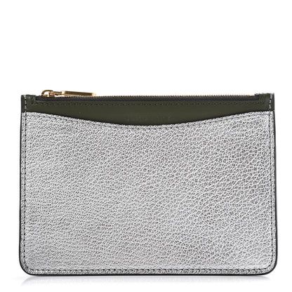 Burberry Metallic Hayes Goatskin D-Ring Zipper Coin Pouch Silver 1 of 8