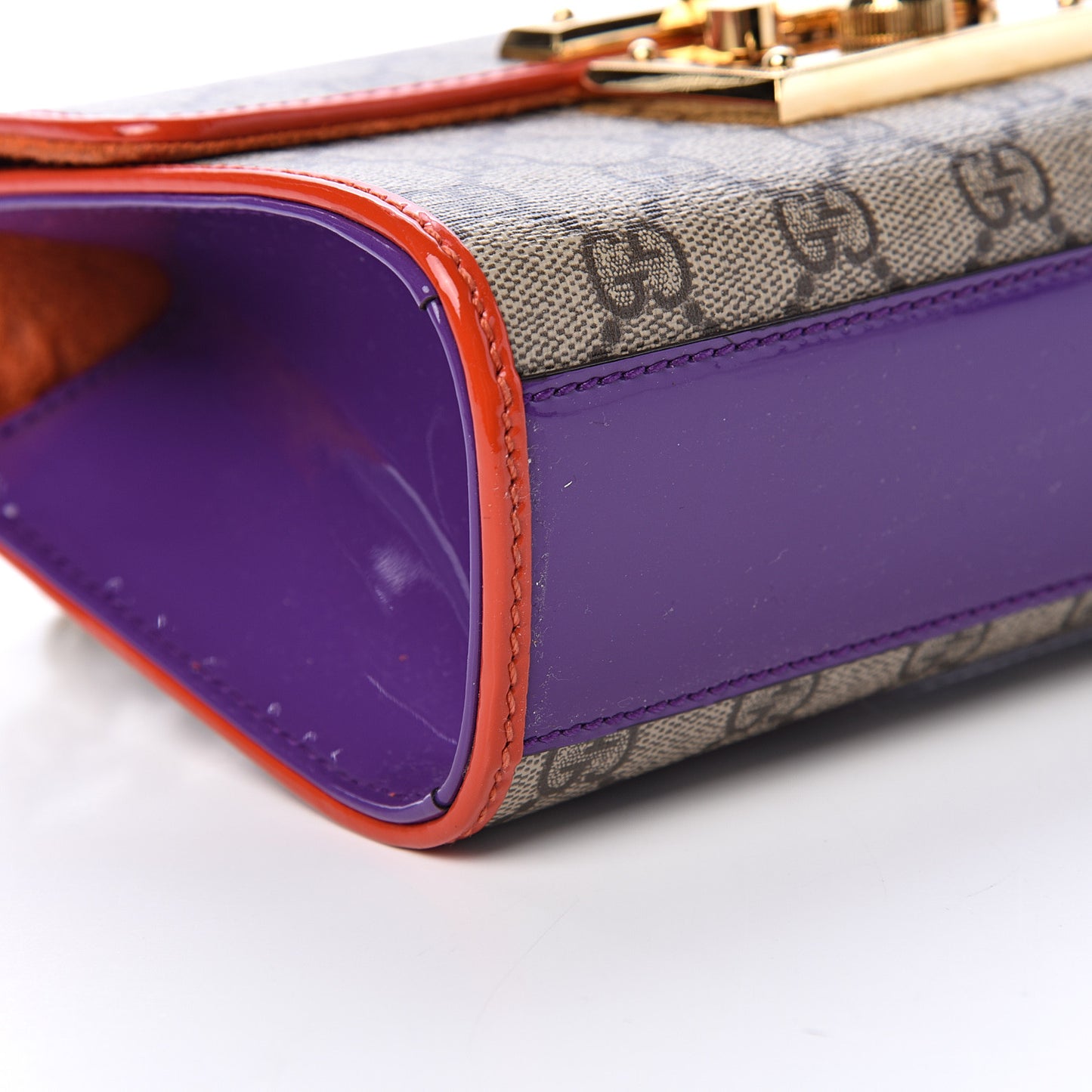 GG Supreme Monogram Patent Small Padlock Shoulder Bag Multicolor