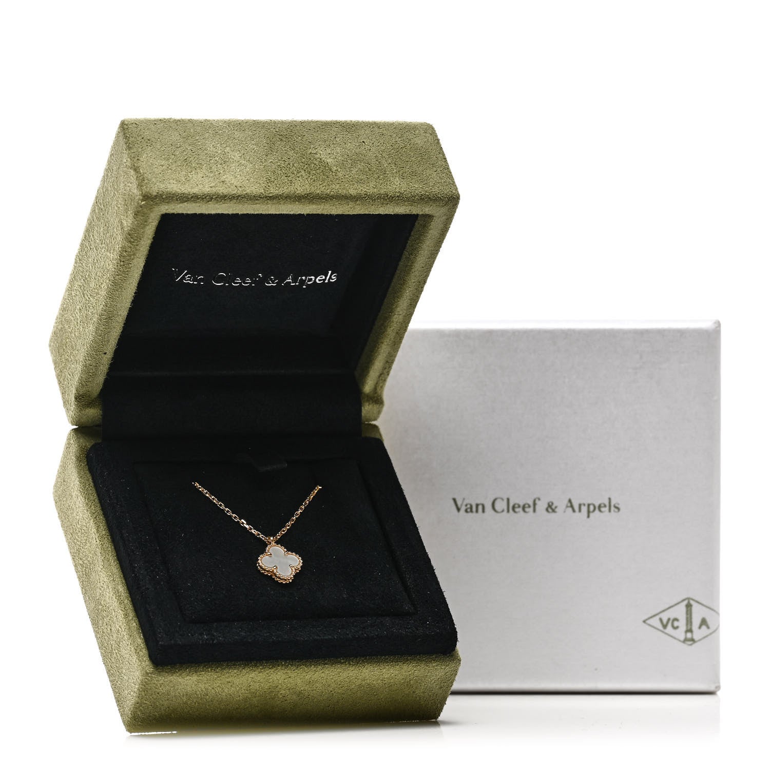 Van Cleef & Arpels 18K Yellow Gold Mother of Pearl Sweet Alhambra Pendant Necklace 8 of 8