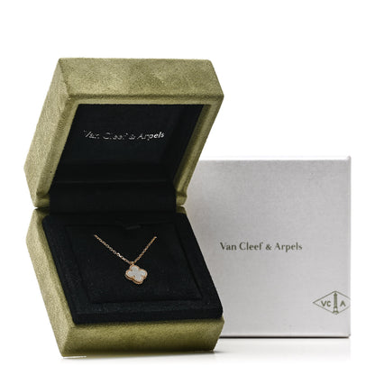 Van Cleef & Arpels 18K Yellow Gold Mother of Pearl Sweet Alhambra Pendant Necklace 8 of 8