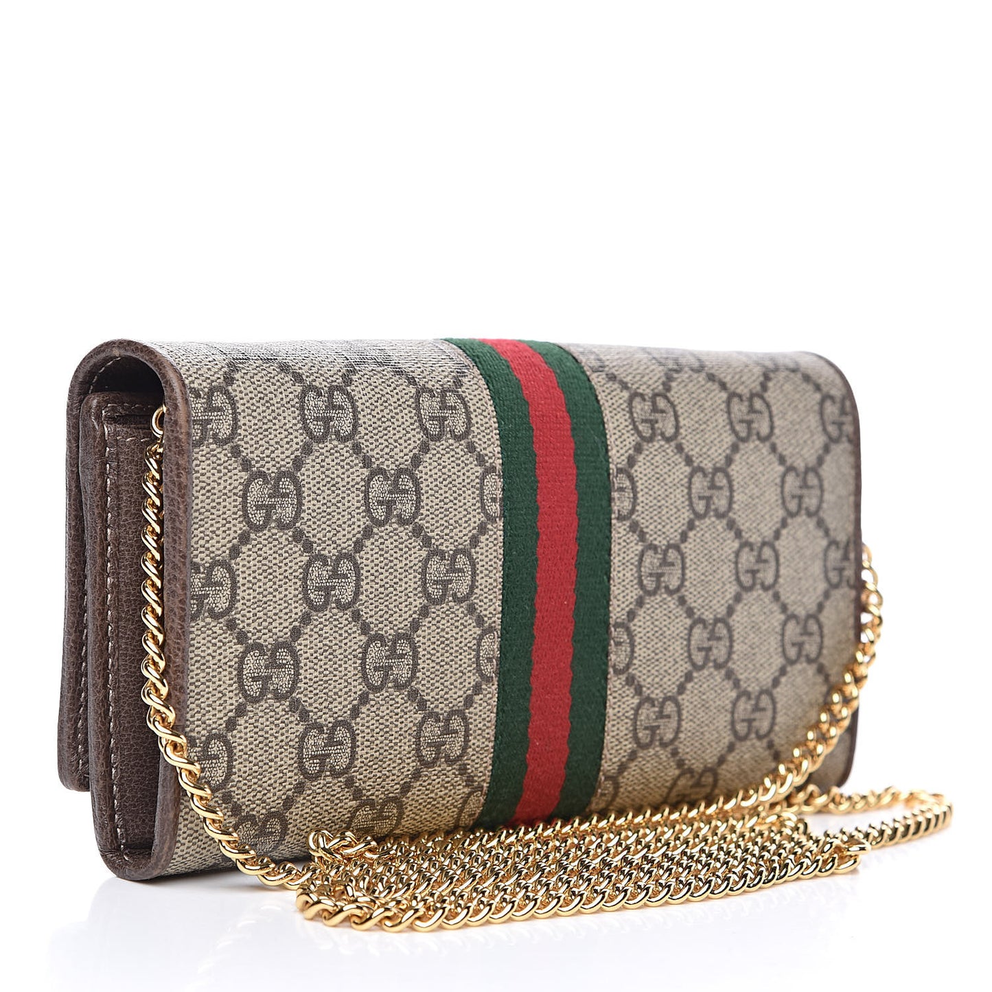 GG Supreme Monogram Web Ophidia Wallet On Chain Brown