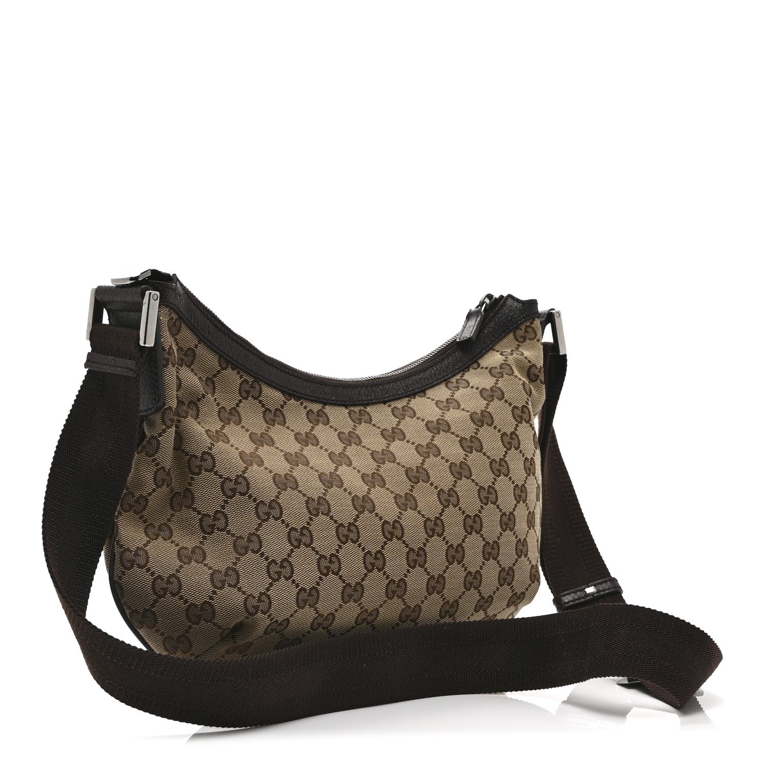 Gucci Monogram Medium Half Moon Hobo Dark Brown 3 of 22