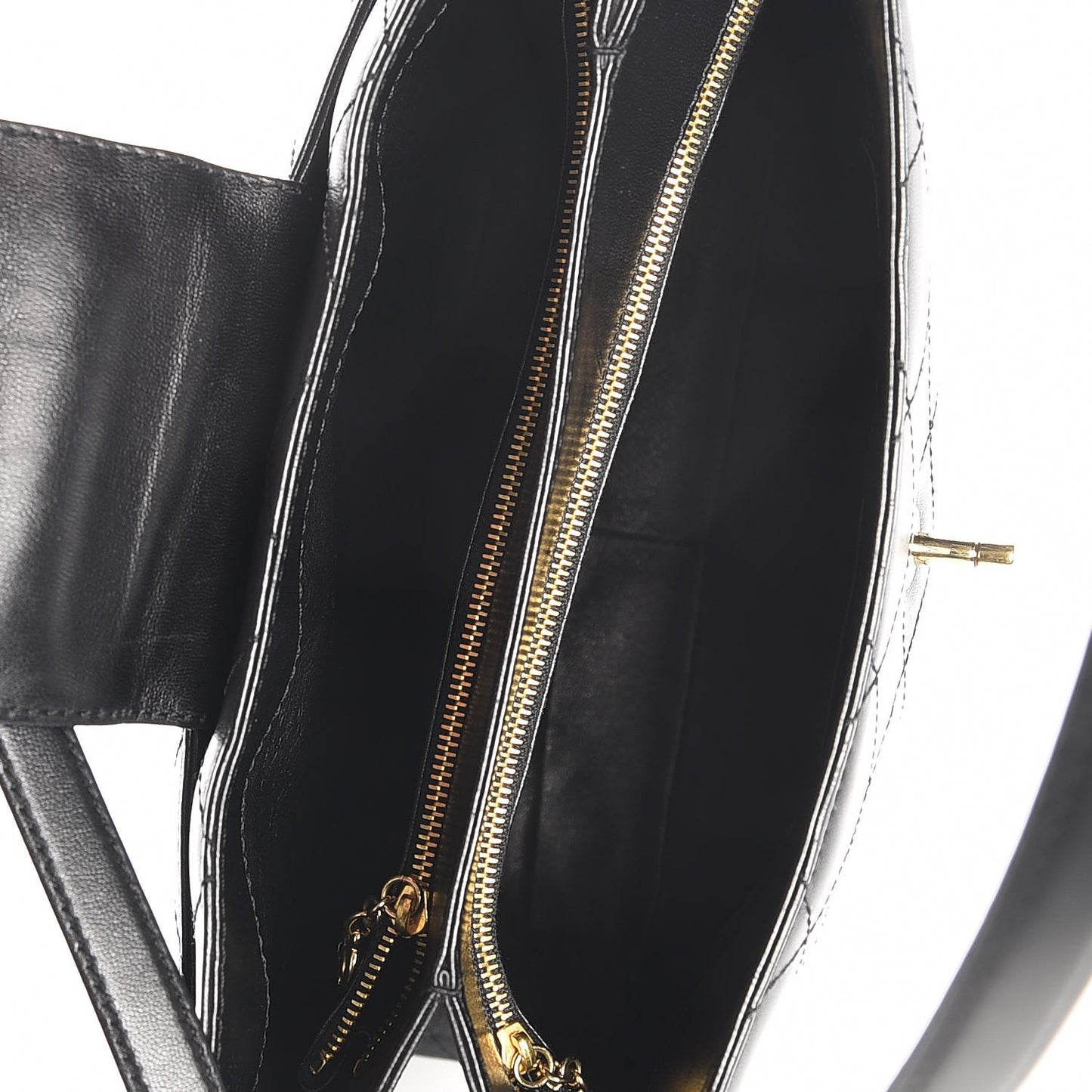 CHANE Lambskin Stitched Shoulder Bag Black