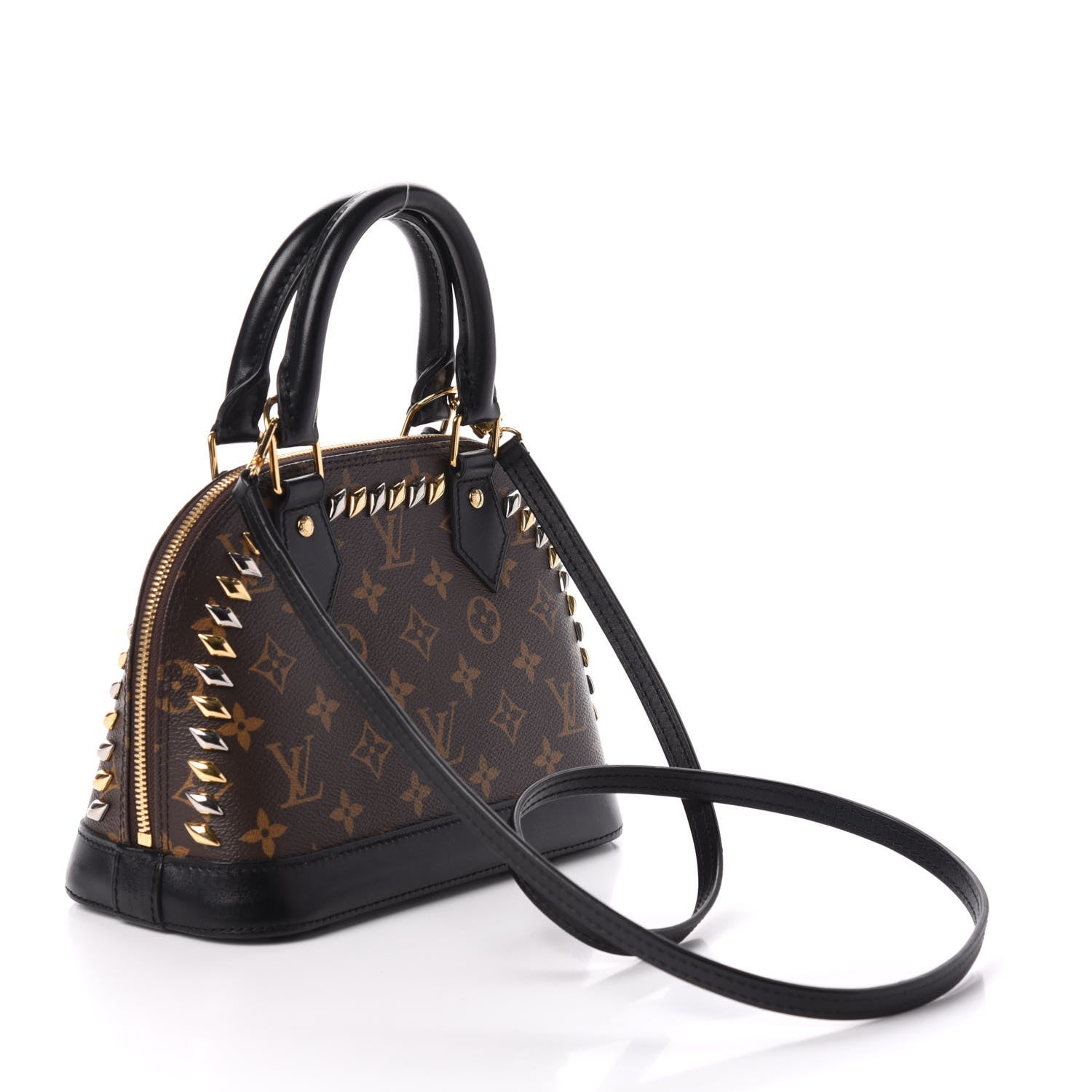 Louis Vuitton Monogram Macassar Studded Alma BB 3 of 8