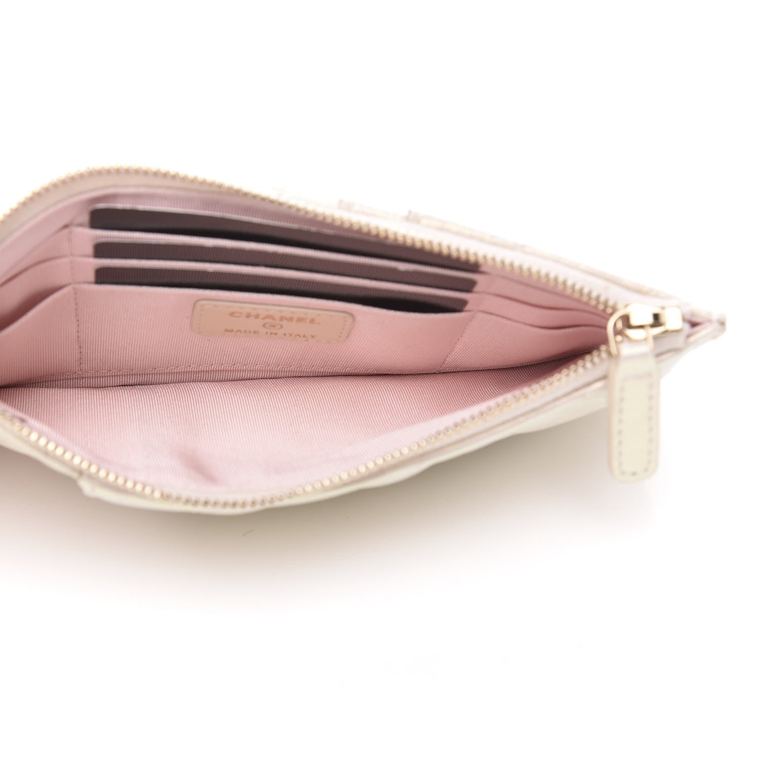 Chanel Iridescent Lambskin Quilted Classic Flat Wallet Pouch Ivory 5 of 10